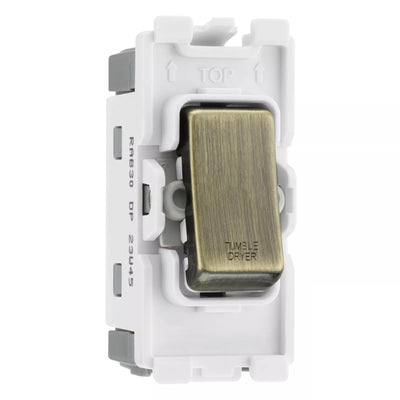 BG RRTDAB Antique Brass 20 Amp DP Appliance Grid Switch Labelled Tumble Dryer by British General (BG-RRTDAB+RAB30)