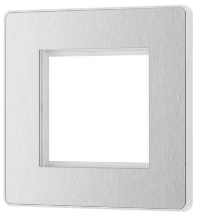 BG PCDBSEMS2W Brushed Steel Evolve 2 Euro Module Front Plate - White Insert