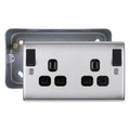 BG Nexus Metal Brushed Steel 13A DP Outboard Switched Socket & Surface Pattress Back Box