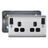 BG Nexus Metal Brushed Steel 13A DP Outboard Switched Socket & Surface Pattress Back Box by British General (BG-NBS22DPOBB+MC502)