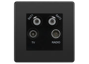 BG Evolve Black Chrome TV/FM/2x SAT Quadplex Socket – Black Insert by British General (BG-PCDBCTVFMSAT2B)