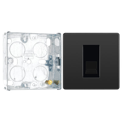 BG Evolve Black Chrome 1 Gang Secondary Telephone Outlet PCDBCBTS1B with 25mm Steel Back Box