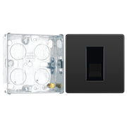 BG Evolve Black Chrome 1 Gang Secondary Telephone Outlet PCDBCBTS1B with 25mm Steel Back Box