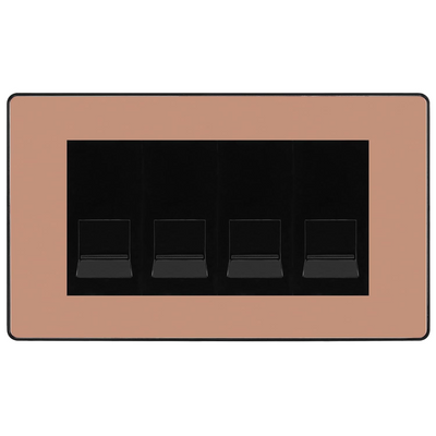 BG Evolve Polished Copper 4 Gang IDC Secondary Telephone Socket - Black Insert by British General (BG-PCDCPBTS4B)