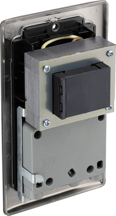 BG NBN20B Nexus Metal Black Nickel 115-230V Dual Voltage Shaver Socket