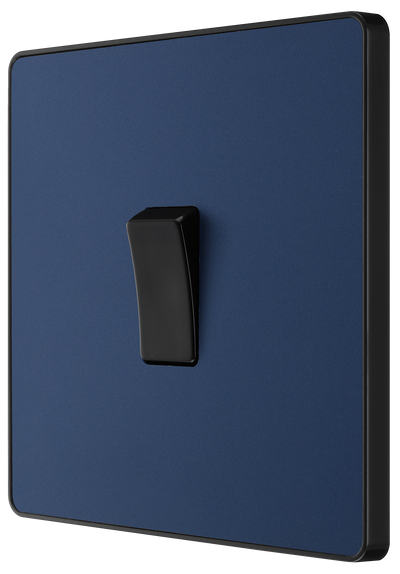BG PCDDB12B Matt Blue Evolve 1 Gang 20A 16AX 2 Way Light Switch - Black Insert