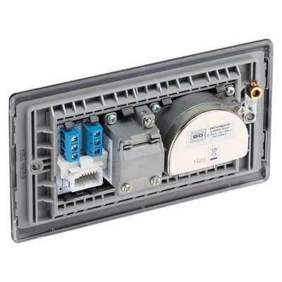 BG Nexus Matt Black Triplex TV/FM/Sat Socket + Return & Tel. NFB68 with 35mm Steel Back Box