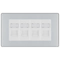 BG Screwless Polished Chrome 4 Gang RJ45 Cat6 Data Socket Outlet White Inserts