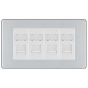 BG Screwless Polished Chrome 4 Gang RJ45 Cat6 Data Socket Outlet White Inserts by British General (BG-FPCRJ454W)