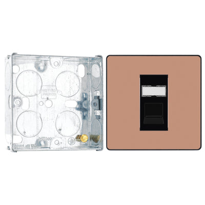 BG Evolve Polished Copper RJ45 Cat6 Single Data Outlet PCDCPRJ451B with 25mm Steel Back Box
