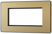 BG PCDSBEMR4B Satin Brass Evolve 4 Euro Module Front Plate - Black Insert by British General (BG-PCDSBEMR4B-Shopify-SA_1)