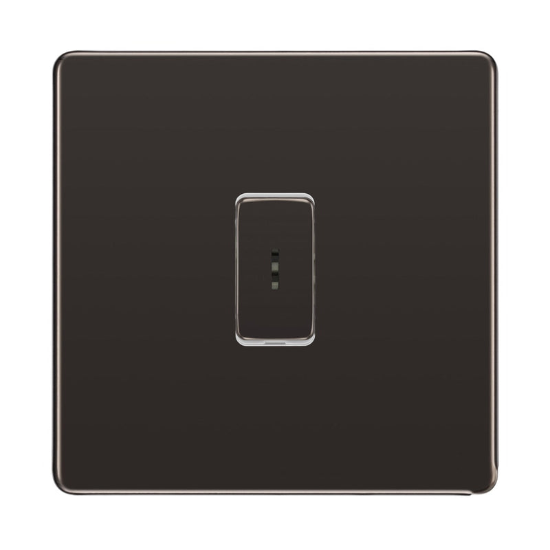 BG Flatplate Screwless Black Nickel 2 Way Single Pole Secret Key Switch FBN12KY