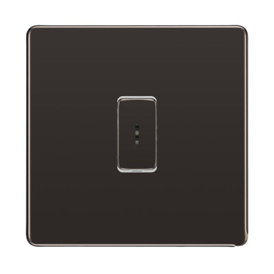 BG Flatplate Screwless Black Nickel 2 Way Single Pole Secret Key Switch FBN12KY by British General (BG-SCREWLESS-BN-1GANG-2WAY-SP-SECRET-KEY)