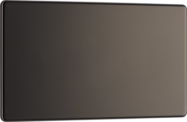 FBN95 Front - This screwless black nickel double blank plate from British General is ideal for covering unused electrical connections and has a slim clip-on/off front plate for a luxurious finish. 