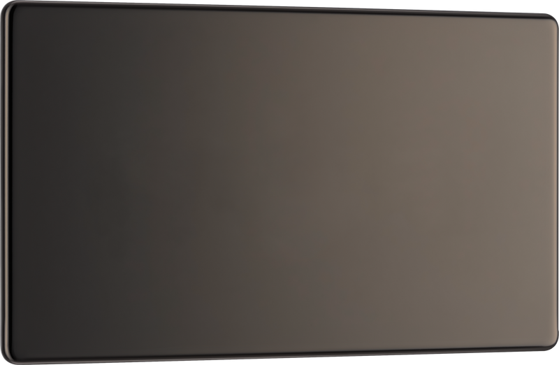 BG Electrical FBN95 Nexus Screwless Flat-Plate Double Blank Plate Black Nickel