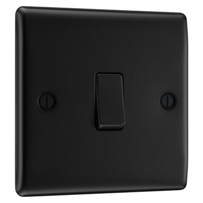 BG Nexus Matt Black 20A 16AX 2 Way Single Light Switch NFB12 with 35mm Steel Back Box