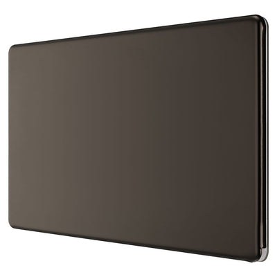 BG Screwless Black Nickel Double Blank Plate FBN95 with 25mm Steel Back Box