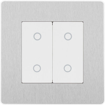 Switches: BG Evolve Brushed Steel Screwless Switches & Sockets White Insert Range PCDBS12W - Single Light Switch 20A by British General (BG-EVOLVE-BRUSHED-STEEL-PCDBS12W)