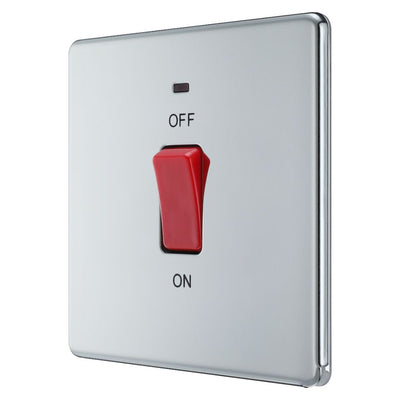 BG Screwless Polished Chrome 45A DP Single Plate + Neon FPC74 with 35mm Steel Back Box