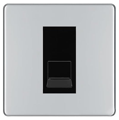 BG Screwless Polished Chrome Single RJ11 Telephone Socket FPCRJ111 - Black Insert