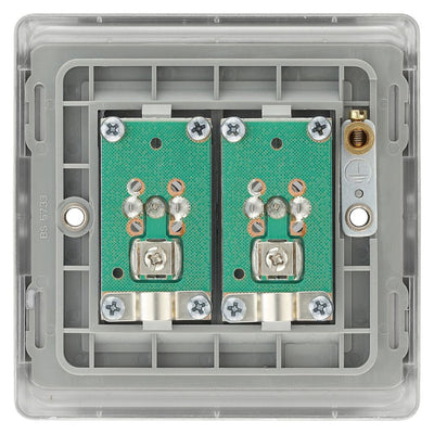 BG Nexus Brushed Steel 1x TV 1x FM Diplex Socket NBS66 with 25mm Steel Back Box