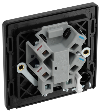 PCDCP54B Back - This Evolve Polished Copper 13A fused and unswitched connection unit from British General provides an outlet from the mains containing the fuse, ideal for spur circuits and hardwired appliances.