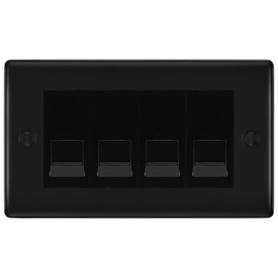 BG Nexus Matt Black 4 Gang IDC Secondary Telephone Socket - Black Insert by British General (BG-NFBBTS4B)