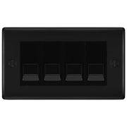 BG Nexus Matt Black 4 Gang IDC Secondary Telephone Socket - Black Insert by British General (BG-NFBBTS4B)