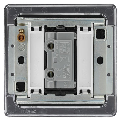BG Screwless Matt Black 13A Unswitched Fused Connection Unit FFB54 with 25mm Steel Back Box