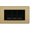 BG Evolve Satin Brass 3 Gang RJ11 Telephone Socket Euro Module - Black Insert