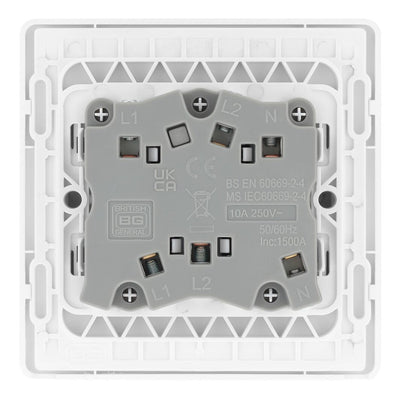 BG Evolve Brushed Steel 10A Triple Pole Fan Isolator Switch PCDBS15W with 35mm Steel Back Box