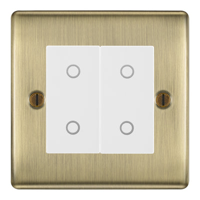 BG Nexus Antique Brass Double Master Touch Dimmer Switch - White Insert by British General (BG-EMTDMW+NABEMS2)