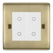BG Nexus Antique Brass Double Master Touch Dimmer Switch - White Insert by British General (BG-EMTDMW+NABEMS2)