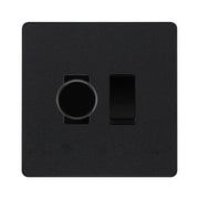 BG Evolve Matt Black 2 Gang Switch 1x Trailing Edge LED Dimmer 1x Intermediate Grid Switch by British General (BG-Evolve-MB-2G-CUSTOM-1x-Dimmer-1x-INT)