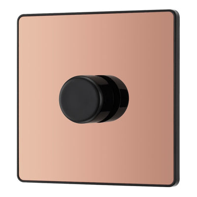 BG Evolve PCDCP81B Polished Copper 1 Gang 200W Intelligent Trailing Edge Dimmer Switch - Black Insert