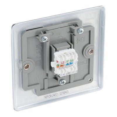 BG Nexus Polished Chrome 1 Gang RJ45 Single Data Outlet NPCRJ451 with 35mm Steel Back Box