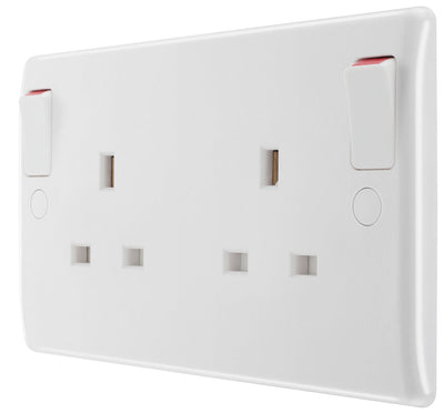 BG 822DPOB Moulded Round Edge | White | 13A DP Double Socket + Outboard Rockers by British General (BG-822DPOB)
