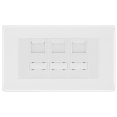 BG White Moulded 3 Gang RJ45 CAT6 Data Socket White Inserts by British General (BG-NWMRJ453C5EW)
