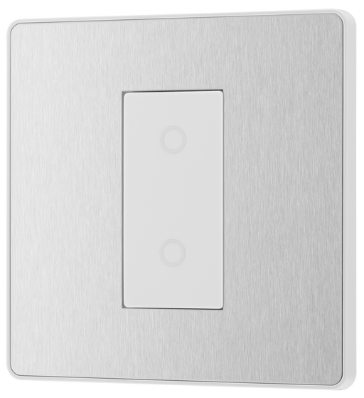 PCDBSTDS1W Front - This Evolve Brushed Steel single secondary trailing edge touch dimmer allows you to control your light levels and set the mood.