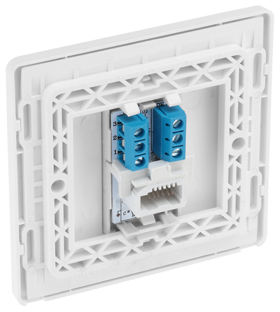 BG PCDCLBTS1W Pearlescent White Evolve 1 Gang Secondary Telephone Outlet - White Insert