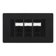 BG Evolve Matt Black 3 Gang RJ45 Cat6 Data Socket Outlet Black Inserts by British General (BG-PCDMBRJ453B)