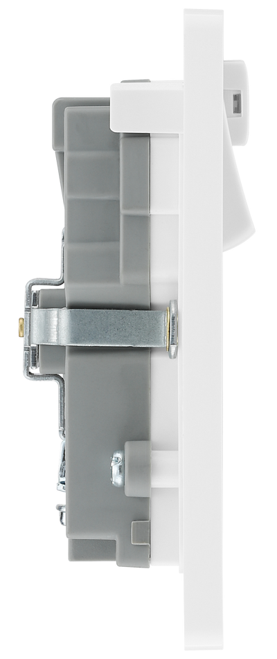 PCDBS22UWRW Side  - This Evolve Brushed Steel 13A double power socket with integrated Wi-Fi Extender from British General will eliminate dead spots and expand your Wi-Fi coverage.