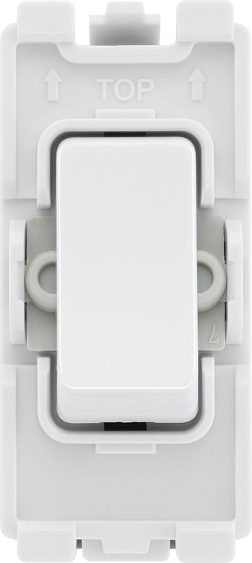 BG RPCDW13 Evolve Grid White 20A 20AX Intermediate 1 Pole Switch Module by British General (BG-RPCDW13)