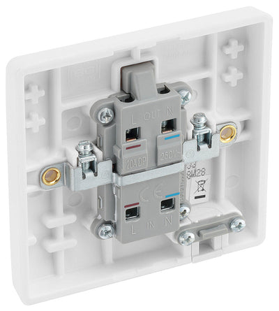 BG 833 Moulded Round Edge | White | 1 Gang 20A 2 Pole Flex Outlet Neon Switch by British General (BG-833)