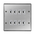 BG Nexus Metal Brushed Steel 8 Gang Flex Outlet Socket