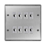 BG Nexus Metal Brushed Steel 8 Gang Flex Outlet Socket by British General (BG-NEXUS-BS-8G-FLEX-OUTLET-SOCKET)