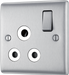 NBS99W Front - This 15A round pin switched socket from British General has a brushed steel finish with an anti-fingerprint lacquer and a sleek and slim profile with softly rounded edges to add a touch of luxury to your decor. 