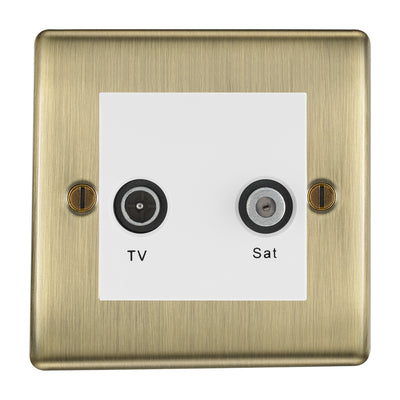 BG Nexus Metal Antique Brass TV & Satellite Socket NABTVSATW by British General (BG-NABTVSATW)