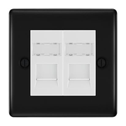 BG Nexus Metal Matt Black 2 Gang RJ45 Data Socket NFBRJ452W White Inserts by British General