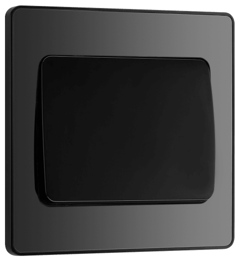 BG PCDBC12WB Black Chrome Evolve 1 Gang 20A 16AX 2 Way Wide Rocker Light Switch - Black Insert